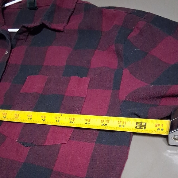 Wild Fable Maroon and Black Checkered Top - Picture 4 of 7
